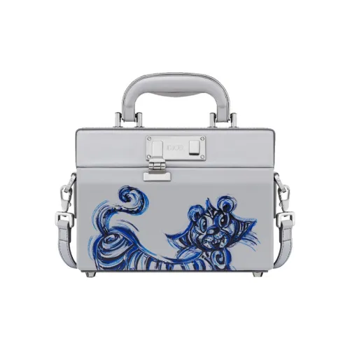 DIOR Kenny Scharf Коллаборация Замок Гладкая коровья кожа Сумка Сумка через плечо Сумка через плечо Женская Серый