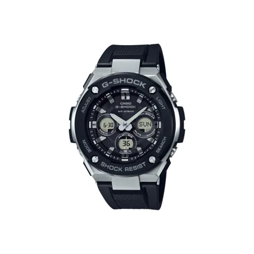 CASIO г Steel Collection S Dual Display Кварцевый механизм Смола Ремень Часы Мужские Черный циферблат GST S300 1A