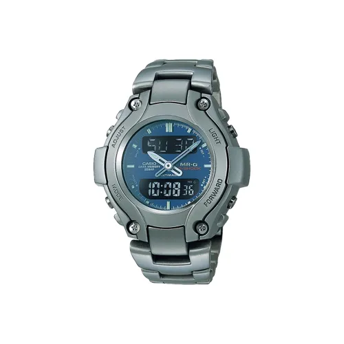 CASIO MR G Series Электронные Механические Часы из Титанового Сплава с Ремешком Серебристый Циферблат Мужские Часы