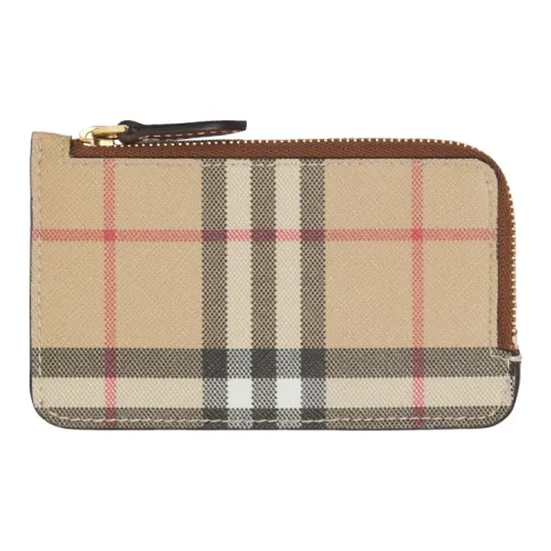 Burberry ПУ (полиуретан) Полиуретан Монета Кошелек Кошелек Женские Коричневый Архивный бежевый