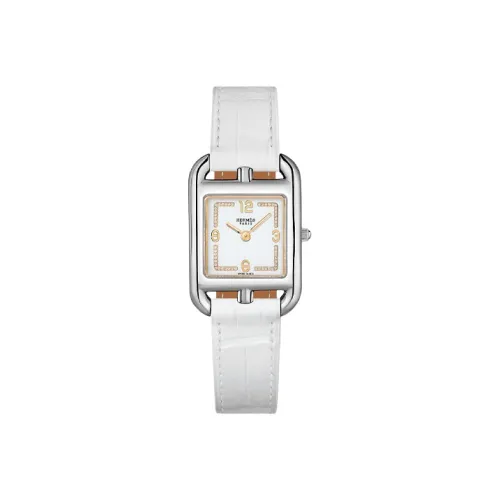HERMES Cape Cod Женские часы Кварцевый механизм Естественная кожа Ремешок Белый циферблат
