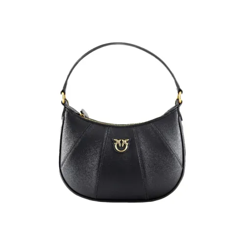 PINKO SIMPLY Корова Кожа Полумесяц Сумка Маленькая Сумочка Сумка через плечо Сумка через плечо Мини Женская Черная