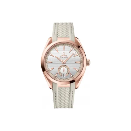 OMEGA AQUA TERRA 150 метров Автоматический Механический Механизм Мужские Часы Часы 41 мм Белый Циферблат Резиновый Ремешок