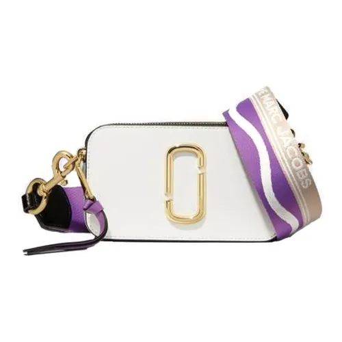 MARC JACOBS Snapshot Кожа Одно плечо Ручная сумка Сумка через плечо Женская Белая Текст Многоцветный
