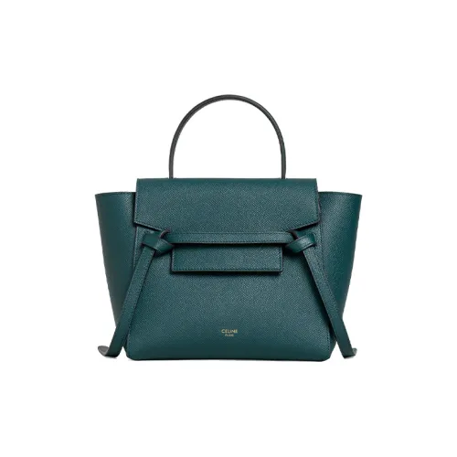 CELINE Ремень Grained Телячья кожа Сумка сома Сумка через плечо Женская Конфетный цвет Зеленый