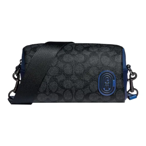 COACH Pacer Холст и Кожа Подушка Сумка через плечо Маленькая Мужская Черная и Серая