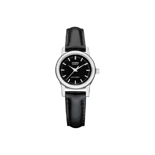 CASIO DRESS Collection Кварцевый механизм Кожаный ремешок Часы Женские Черный циферблат