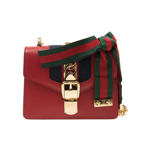 GUCCI Sylvie Коровья кожа Сумка через плечо Сумка на плечо Женская Красная