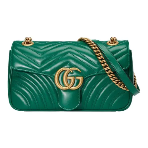 GUCCI Marmont Стеганая кожа Сумка через плечо Маленькая Женская Зеленая
