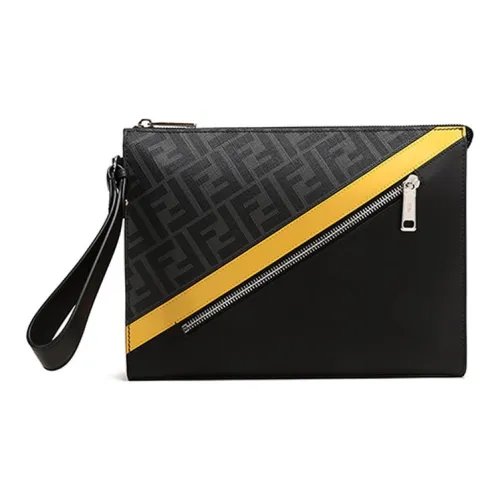 FENDI Клатч FENDI DiagonalКлатч Из Ткани Серого Цвета