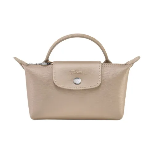 LONGCHAMP Le Pliage City Покрытый холст с коровья кожа и кожа Сумка Маленькая Женская Бежевая