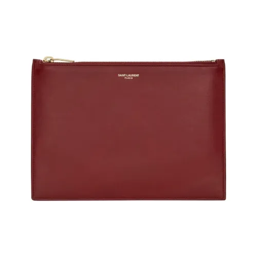 SAINT LAURENT Клатч из коровьей кожи среднего размера женский яркий красный