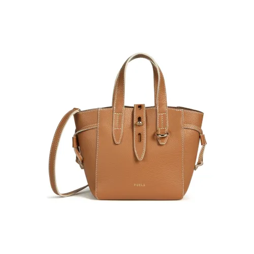 Furla Net Collection Телячья кожа Тоут Сумка Сумка для покупок Сумка через плечо Сумка Мини Женская Коричнево-желтая