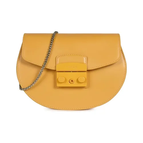 Furla Телячья кожа Сумка через плечо Мини Женская Желтая