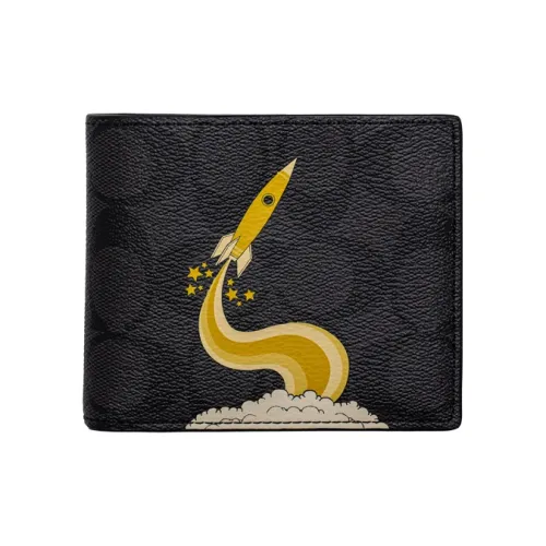 COACH 3 IN 1 Wallet Покрытый холст Кошелек Стандартный Мужской Черный Желтый Многоцветный