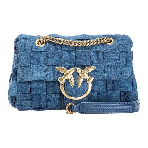 PINKO Puff Хлопок Swallow Сумка Сумка с цепочкой Сумка через плечо Мини Женская Джинсовый синий