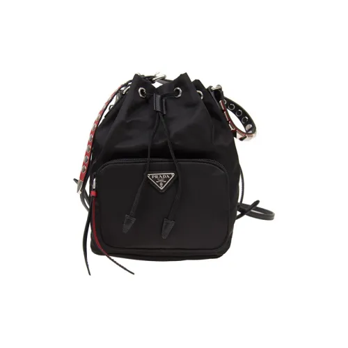 PRADA Duet Холст Ведрообразная Сумка Женская Черная