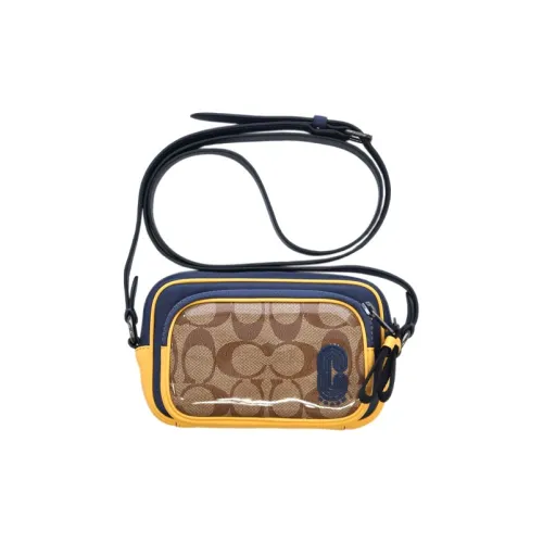 COACH Edge Коровья кожа Доска для ноутбука Сумка Сумка через плечо Сумка через плечо Мини Мужская Синий Желтый