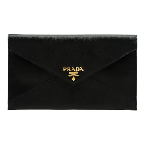 PRADA Сумка-конверт из коровьей кожи кошелек держатель для карт клатч женский черный