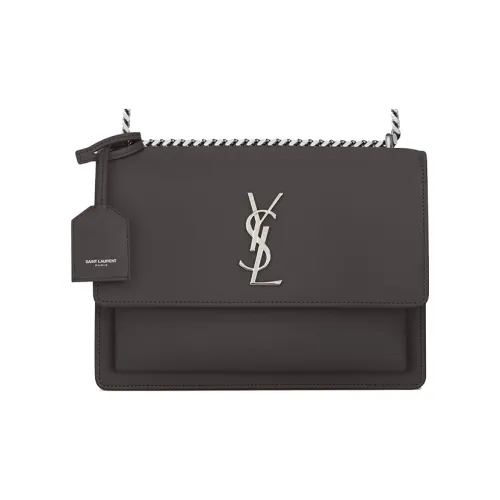 SAINT LAURENT Sunset Smooth Leather Sunset Bag Shoulder Bag Medium Women's Gray White SAINT LAURENT Sunset Smooth Leather Sunset Сумка через плечо Сумка Средняя Женская Серый Белый