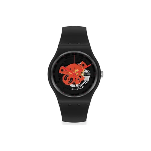 Swatch Quartz Механизм Унисекс Часы 41 мм Черный Циферблат Ботанический Керамический Корпус Часы Bio Based Материал Ремешок S032B110