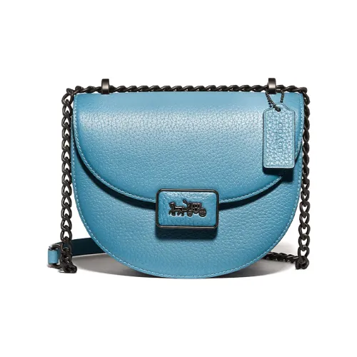 COACH Alie Кожа Седло Сумка Сумка через плечо Маленькая Женская Ледяной Синий
