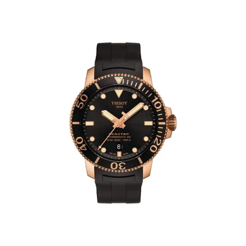 TISSOT Автоматический Механический Механизм Мужские Часы Starfish Collection 43мм*43мм*12,7мм Черные