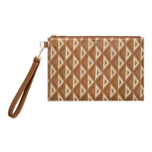 DIOR Коровья кожа Холст Сумка Клатч Мужской Кофейный