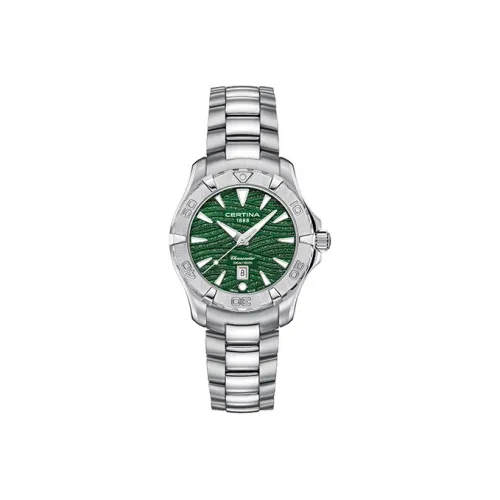 Certina Kinetic Energy Collection Кварцевый механизм Женские часы Циферблат 34,3 мм Зеленый корпус из нержавеющей стали