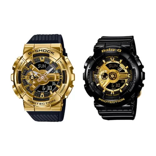 CASIO Парные часы Коллекция GM BA Кварцевый механизм Смольный ремешок Часы Унисекс Золотой циферблат