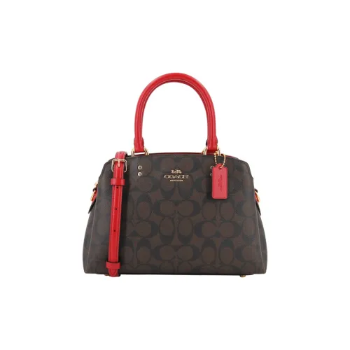 COACH Lillie Холст с покрытием и гладкая кожа Портативная сумка через плечо сумка на плечо мини женская