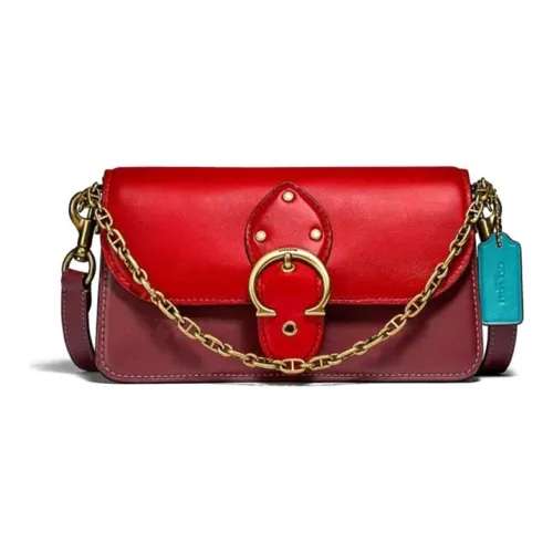 COACH Beat Кожа Плечевая Сумка Женская Китайский Красный Красный Многоцветный