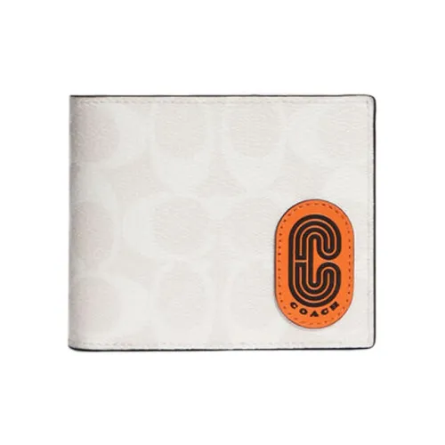 COACH 3 IN 1 Wallet Canvas Телячья кожа Кошелек Мини Мужской Белый Конфетный Оранжевый