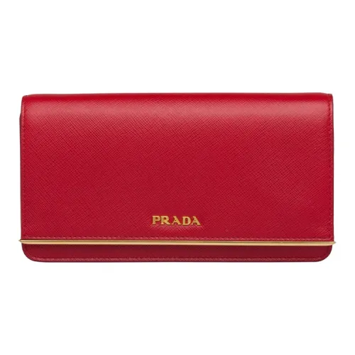 PRADA Клатч из коровьей кожи мини женский красный