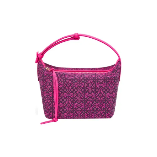 LOEWE Холст Жаккард Коровья Кожа Холст Сумка Сумка-ланчбокс Сумка через плечо Сумка Маленькая Женская Розовая Неоново-розовая