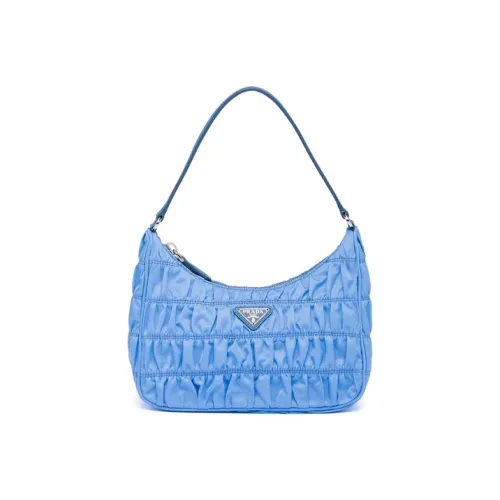 PRADA Saffiano Нейлоновая ткань с кожаными вставками Мини Сумка Женская Синяя