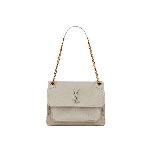 SAINT LAURENT Лоскутное шитье Овечья шкура Хобо Сумка Сумка через плечо Сумка на плечо Женская Белая