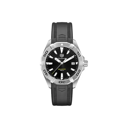 TAG HEUER Aquaracer Collection Кварцевый механизм Мужские часы Часы 41 мм Черный циферблат Корпус из нержавеющей стали Резиновый ремешок