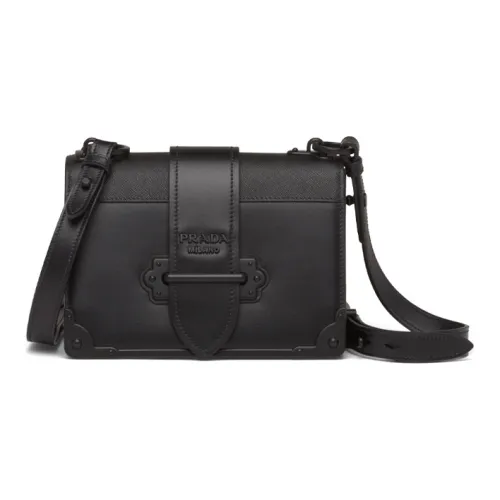PRADA Cahier Коровья кожа Маленькая квадратная сумка через плечо Женская Черная