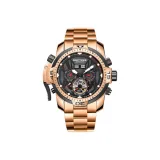 RGA3532-Розовый корпус, черный циферблат, красные стрелки, стальной браслет