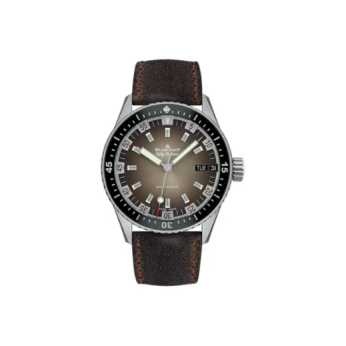 BLANCPAIN FIFTY FATHOMS Автоматический Механический Часы Мужские 43 мм Серый Циферблат Кожаный Ремешок