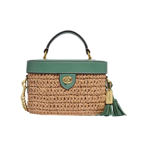 COACH Kay Кожа Коробка Сумка Сумка Сумка через плечо Сумка через плечо Средняя Женская Хаки и Зеленая
