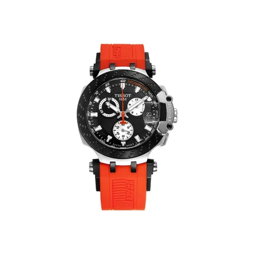 Tissot Race Collection Кварцевый механизм Мужские часы Часы 47,6*43мм Черный циферблат Корпус из нержавеющей стали Резиновый ремешок