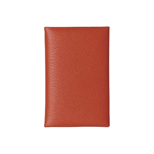 HERMES Calvi Mysore Шевро Картхолдер Женский Кирпично-красный