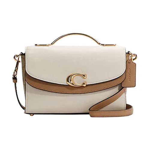 COACH Celia Холст с кожей Маленькая квадратная сумка Сумка Сумка через плечо Сумка через плечо Средний Женская Белый и Хаки