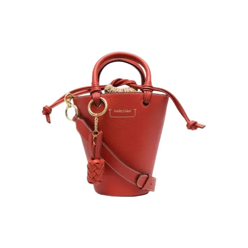 See By Chloe Телячья кожа Ведрообразная сумка Сумка через плечо Сумка для женщин Красный