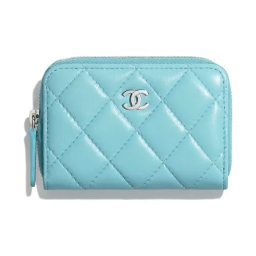 CHANEL Sheepskin Metal Wallet Women's Blue CHANEL Овчина и Металл Кошелек Женские Синий
