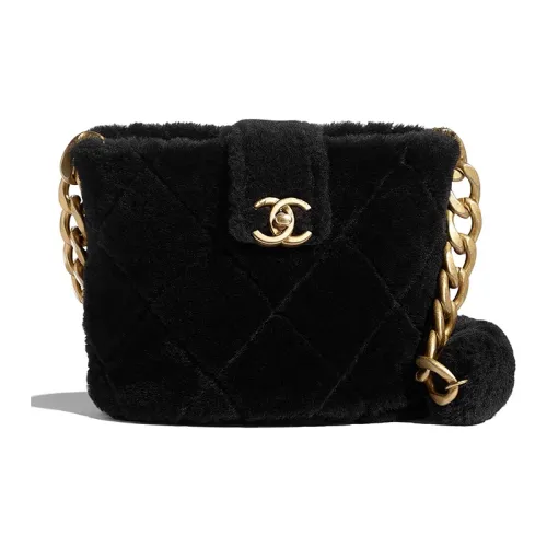 CHANEL Lambskin Bucket Bag Crossbody Bag Handbag Women's Black