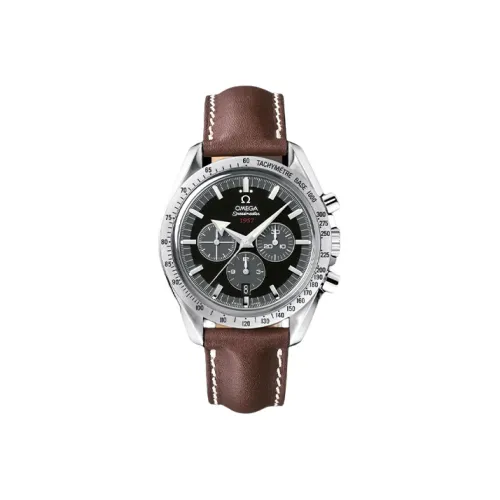 OMEGA Автоматический Механический Часы Мужские 42 мм Черный Циферблат Корпус из Нержавеющей Стали Ремешок из Коровьей Кожи