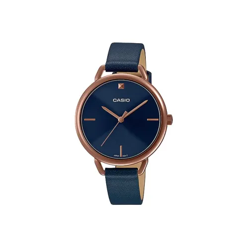 CASIO Standard Series Кварцевый механизм Естественная кожа Ремешок Часы Женские Синий циферблат